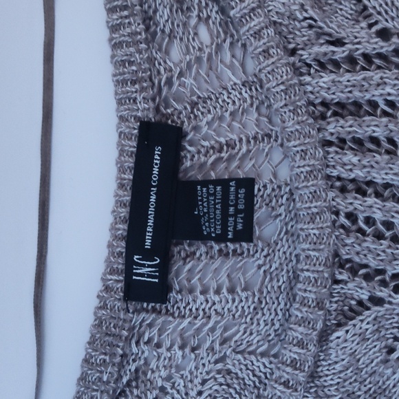 INC Lace Trim Short Sleeve Open Knit Sweater Womens Size Large Y2K - Picture 5 of 9